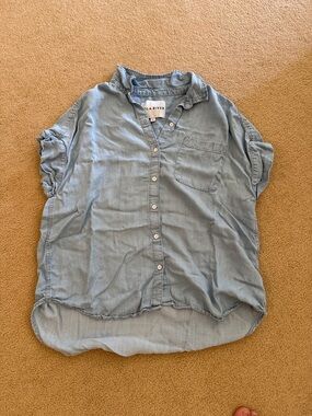 Lilla P Light Blue Relaxed Button-Down Shirt